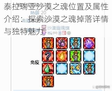 泰拉瑞亚沙漠之魂位置及属性介绍:探索沙漠之魂掉落详情与独特魅力